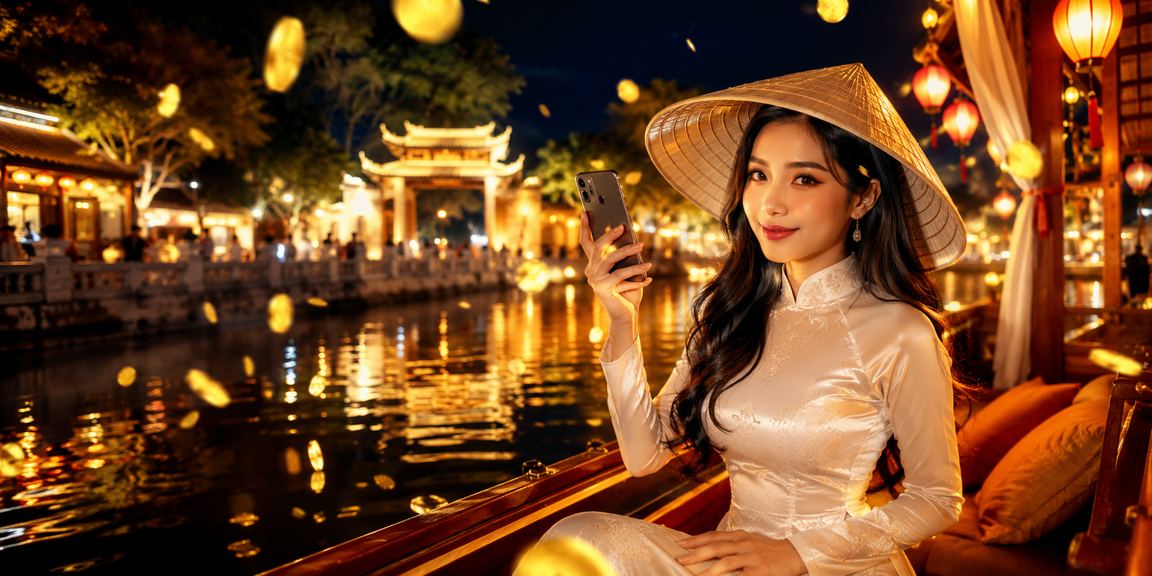 Người chơi tại Hà Nội theo dõi kèo bóng đá trực tuyến với chiếc nón lá truyền thống